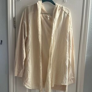 Anthropologie Daily Practice Open Front Shirt Hood Relaxed Oversized Medium Yoga